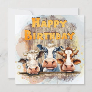 Funny Cow Grattis på födelsedagen Julkort