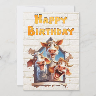Funny Cow Grattis på födelsedagen Julkort