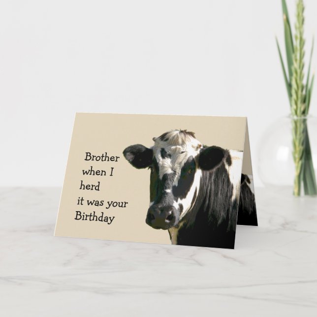 Funny Cow Humor Brother Birthday Laughs Kort (Framsida)