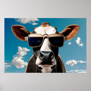 Funny Cow i Sunglasses Poster