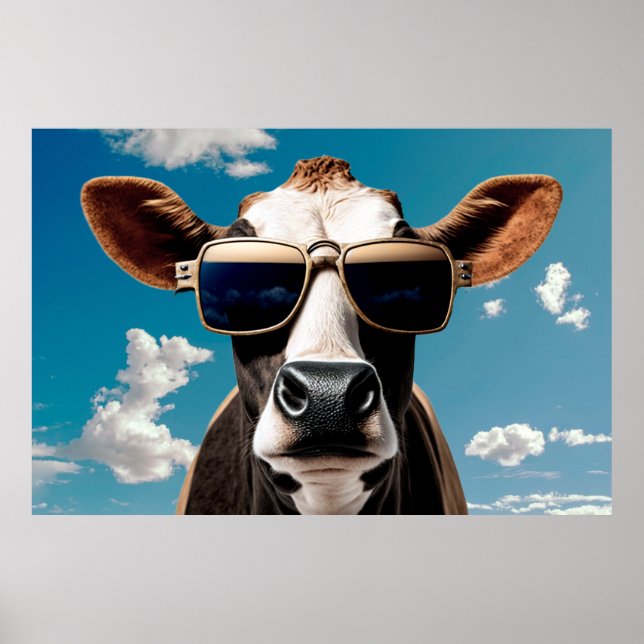 Funny Cow i Sunglasses Poster (Framsidan)