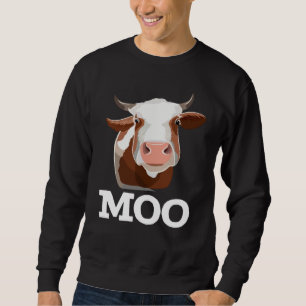 Funny Cow Moo Farm Animal Humor Lång Ärmad Tröja