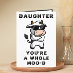 Funny Cow Moo Mood Daughn Grattis på födelsedagen Tack Kort<br><div class="desc">Tittar du ett unikt sätt att uttrycka kärlek och humor för ditt barn? Vårt roliga komhälsningskort är perfektens val för din dotter på hennes födelsedag! Anpassa den genom att lägga till ditt eget personliga meddelande. Utformningen har en coola ko med arm som korsat sig med solglasögon. Underbart sätt att skicka...</div>