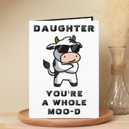 Funny Cow Moo Mood Daughn Grattis på födelsedagen Tack Kort