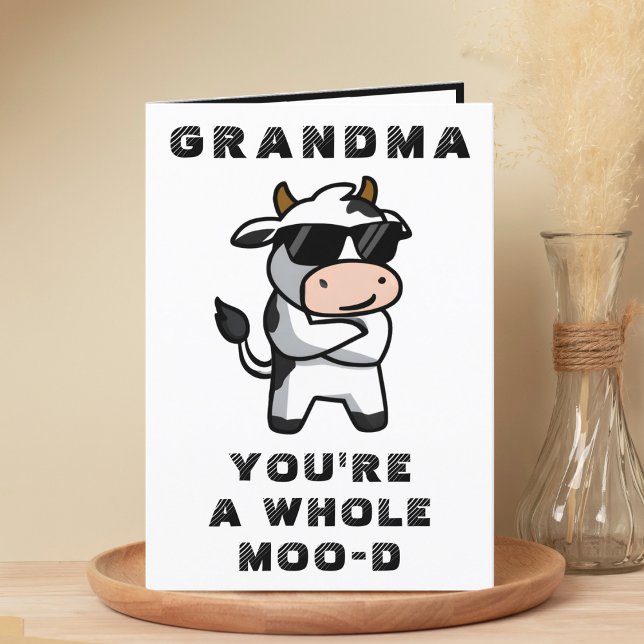 Funny Cow Moo Mood Grandmor Grattis på födelsedage Tack Kort (Funny Cow Moo Mood Grandmother Happy Birthday Thank You Card)