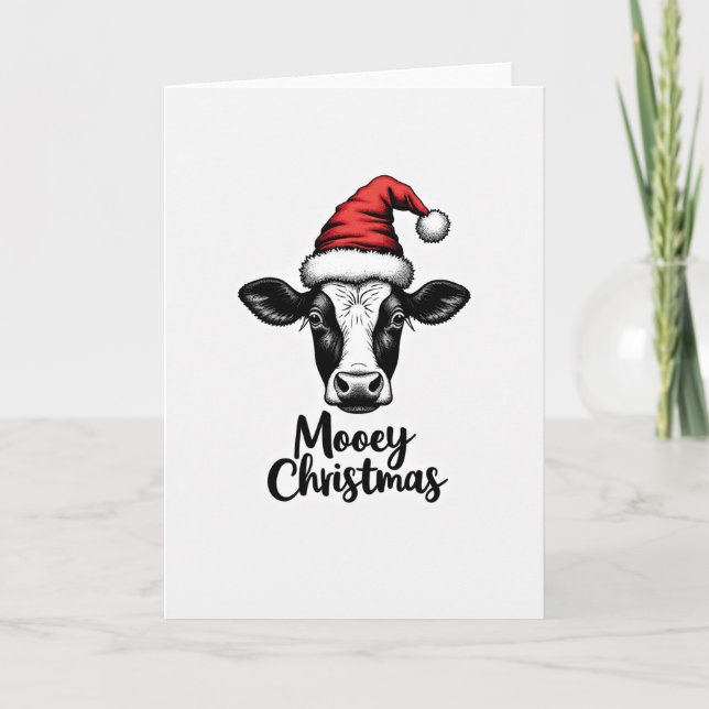 Funny Cow Mooey Christmas Kort (Framsida)