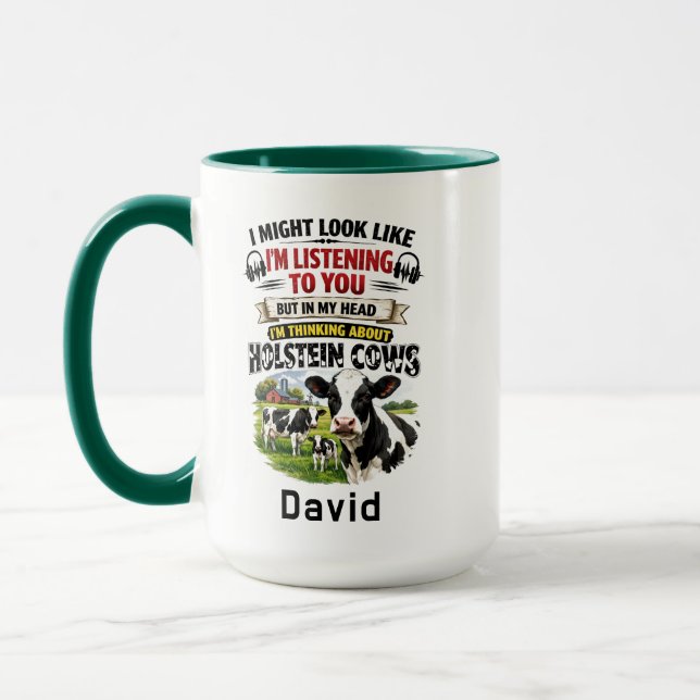 Funny Cow Mug – Thinking About Holstein Cows Mugg (Vänster)