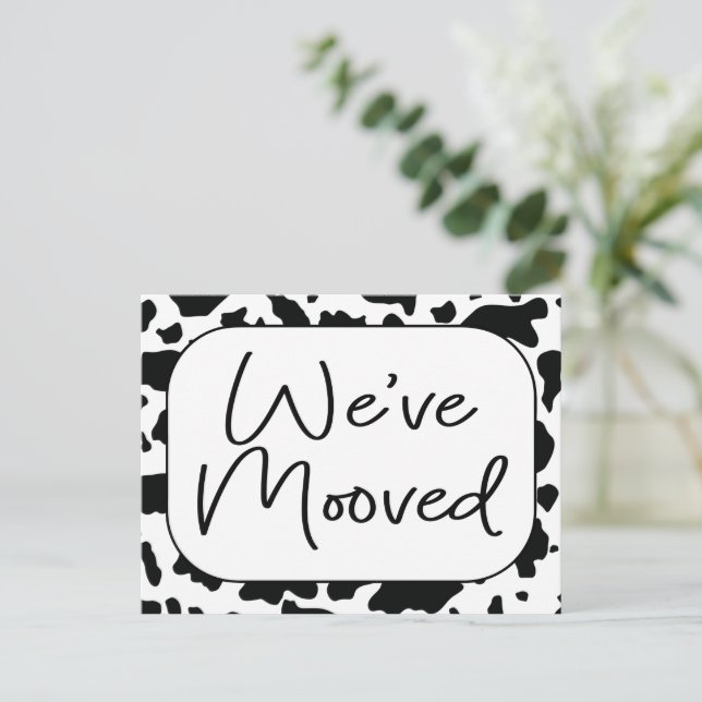 Funny Cow New Home Adress Vi har flyttat Vykort (Stående Fram)