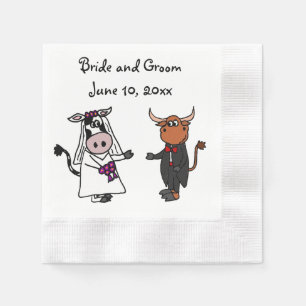 Funny Cow och Bull Bröllop Design Pappersservett