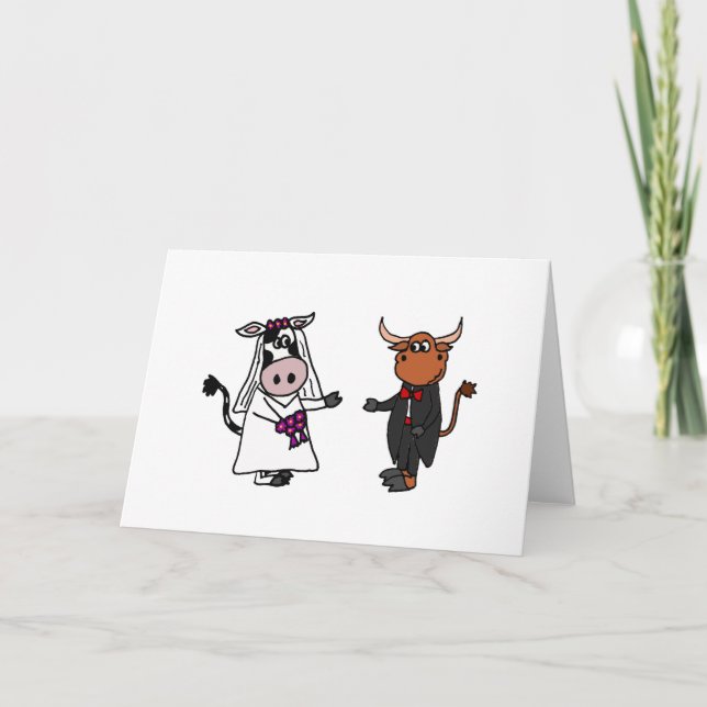 Funny Cow och Bull Bröllop Kort (Framsida)