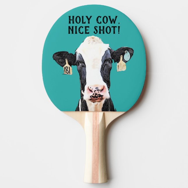 Funny Cow Pun Nice Shot Holstein Dairy Animal Pingisracket (Framsidan)