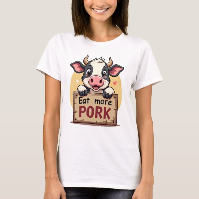 Funny Cow Shirt - Ät mer Gris Tee (Framsida)