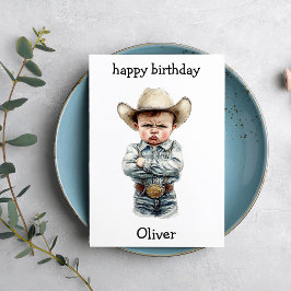 Funny Cowboy Baby Birthday Card Kort