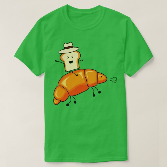 Funny Cowboy Bread Toast Riding Croissant Horse T Shirt (Design framsida)