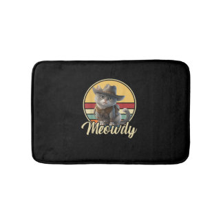 Funny Cowboy Cat Mashup Meow Howdy Kitten Älskare Badrumsmatta