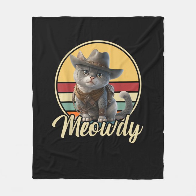 Funny Cowboy Cat Mashup Meow Howdy Kitten Älskare  Fleecefilt (Framsidan)