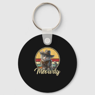Funny Cowboy Cat Mashup Meow Howdy Kitten Älskare Nyckelring