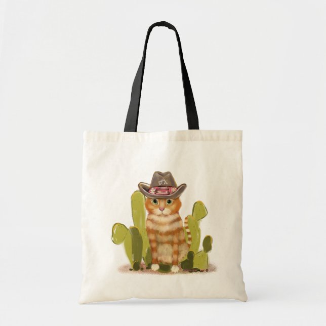 Funny Cowboy Cat Tygkasse (Framsidan)