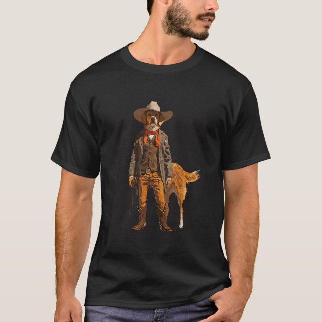 Funny Cowboy Dog Lover T Shirt (Framsida)