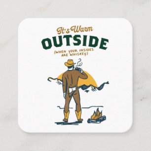 Funny Cowboy Drinking Whiskey Fyrkantigt Visitkort