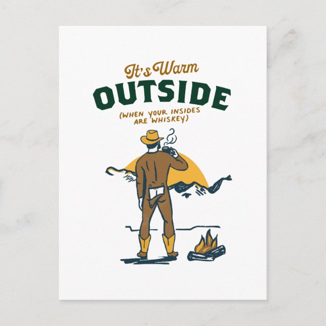 Funny Cowboy Drinking Whiskey Vykort (Framsida)