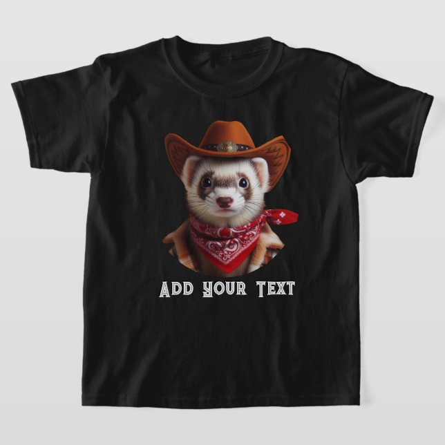 Funny Cowboy Ferret Westernare Stil T Shirt (Laydown)