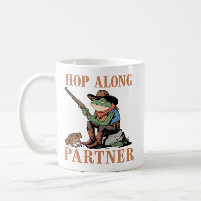 Funny Cowboy Frog and Toad Western Frog Älskare Kaffemugg (Vänster)