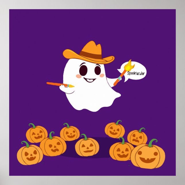 Funny Cowboy Ghost som Halloween Artist Poster (Framsidan)