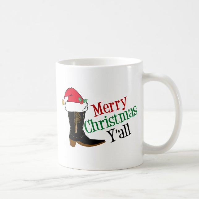 Funny Cowboy God jul Y'all Texas Humor Kaffemugg (Höger)