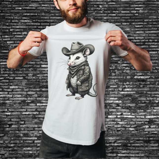 Funny Cowboy Possum Älskare T Shirt (This vintage possum cowboy design is great for possum lovers, animal lover, and cowboy lovers.)