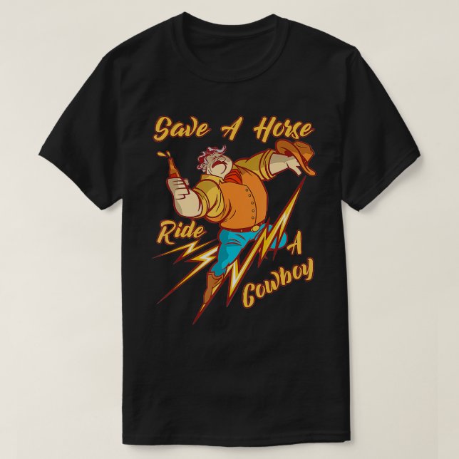 Funny Cowboy Rädda en häst Ride Cowboys Equestrian T Shirt (Design framsida)