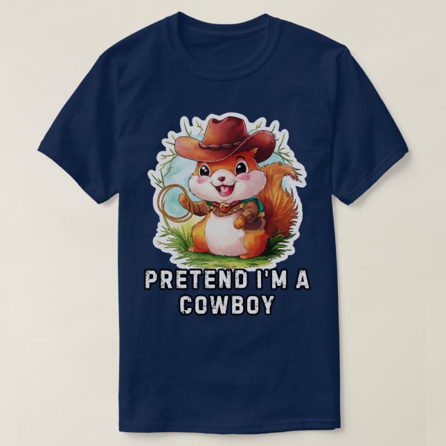 Funny Cowboy Squirrel TShirt T Shirt (Design framsida)