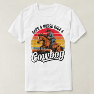 Funny Cowboy T-Shirt - "Rädda en häst Ride a Cowbo