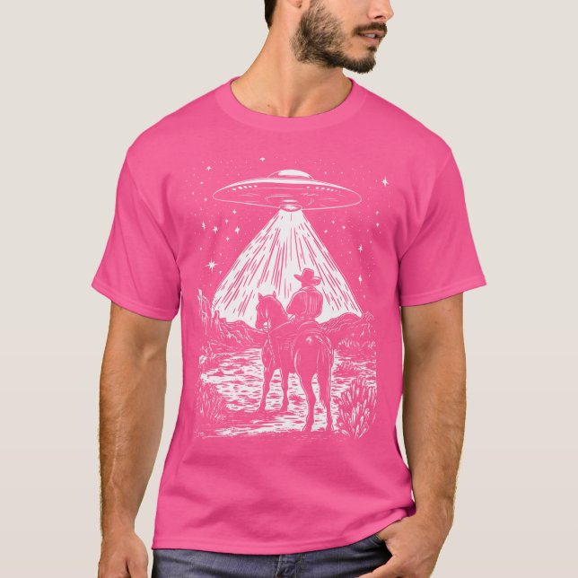 Funny Cowboy Ufo Alien Cowgirl Land Southern Ro T Shirt (Framsida)