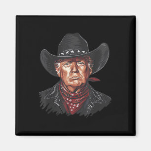 Funny Cowboy Western Donald Trump Us Flagga 2024 Magnet