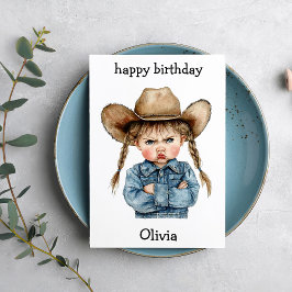 Funny Cowgirl Baby Birthday Card Kort
