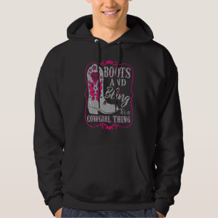 Funny Cowgirl Boots Bling Westerna kvinnor Hoodie