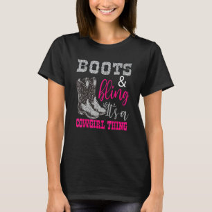 Funny Cowgirl Boots Bling Women Cute Kärlek Land T Shirt
