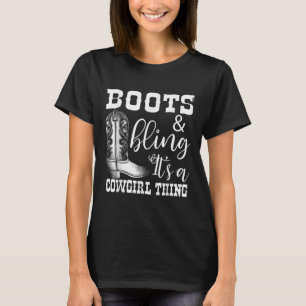 Funny Cowgirl Boots Bling Women Gift Cute Kärlek C T Shirt