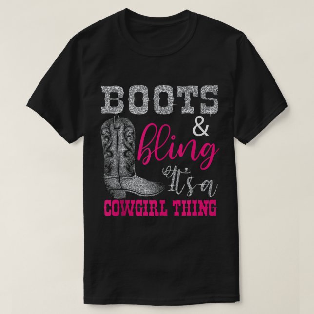 Funny Cowgirl Boots Bling Women Gift Cute Love Cou T Shirt (Design framsida)