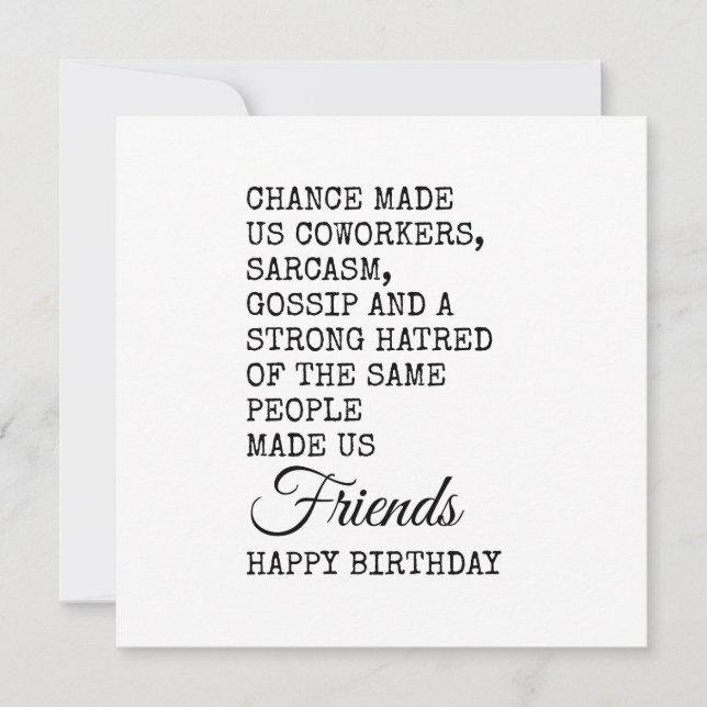 Funny Coworking Birthday Card - Sarcasm Kort (Framsida)