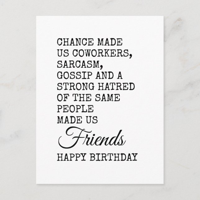 Funny Coworking Birthday Card - Sarcasm Vykort (Framsida)