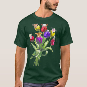 Funny Cows Tulip Flower Vår Träd Hippie T Shirt