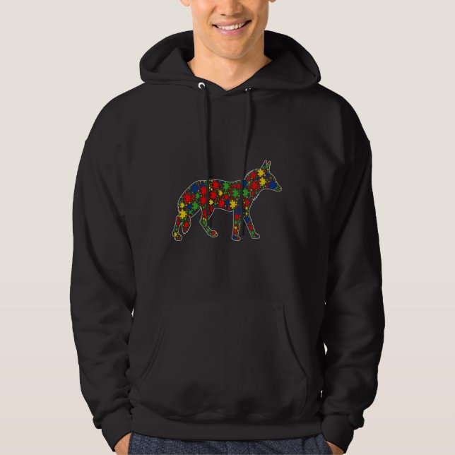 Funny Coyote Animals Puzzle Biet Autism Awarenes Hoodie (Framsida)