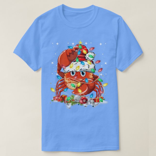Funny Crab Christmas Tree Lights  T Shirt (Design framsida)