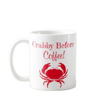 Funny Crabby Före kaffe Red Mugg