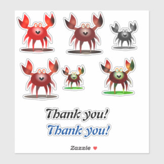 Funny crabs and Thank you Klistermärken