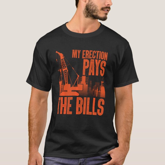 Funny Crane Operator Art Manar Pappa Construction  T Shirt (Framsida)