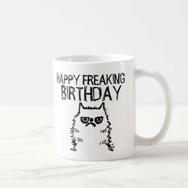 Funny Cranky Birthday Cat Kaffe koppar (Höger)