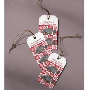 Funny Crappie Fishing Pun God jul Anpassningsbar Presentetikett